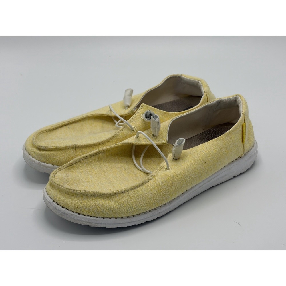 Hey Dude Wendy Linen Sunshine Shoes Women's Size 9 Slip Ons Comfort Shoe Yellow